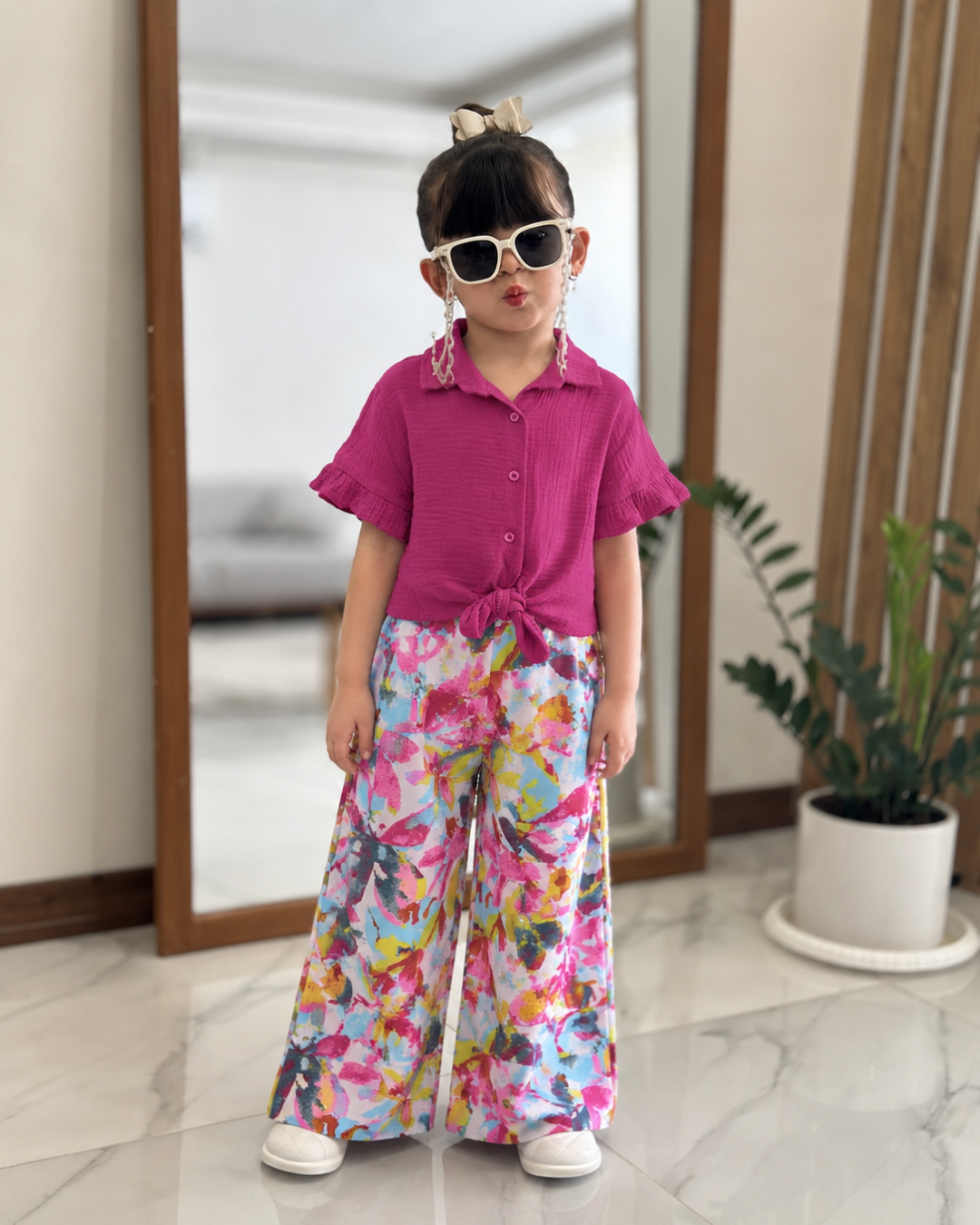 ست کراپ و شلوار گل گلی 456